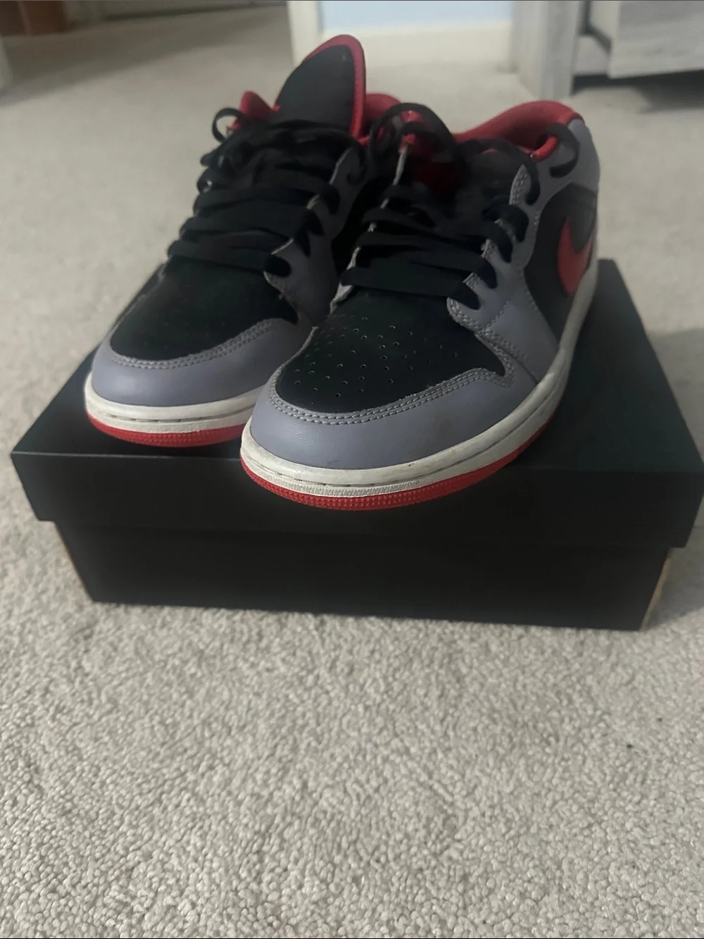 Jordan Low-Top Sneakers in Black, Gray and Red